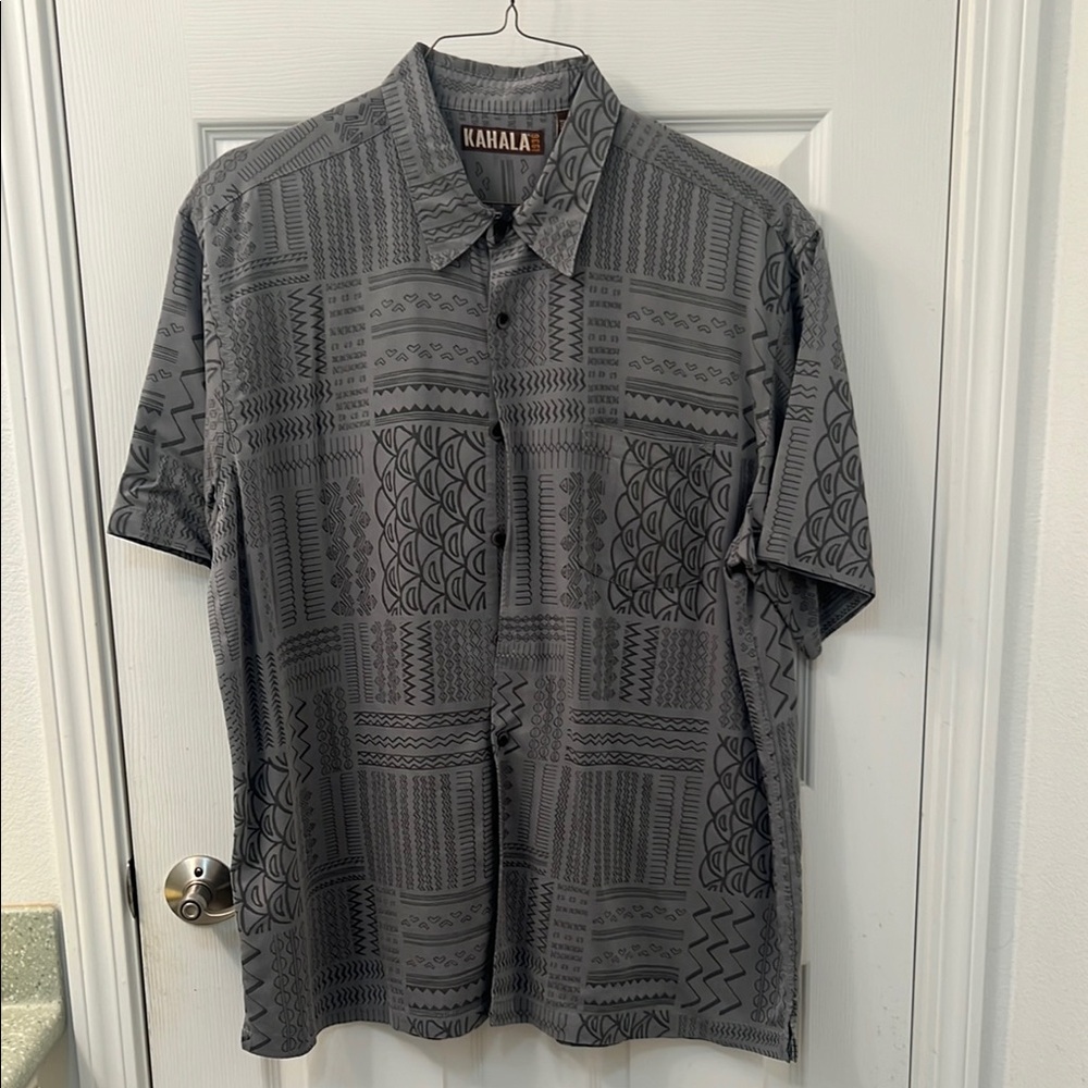 Men's Gray Patterned Aloha Shirt